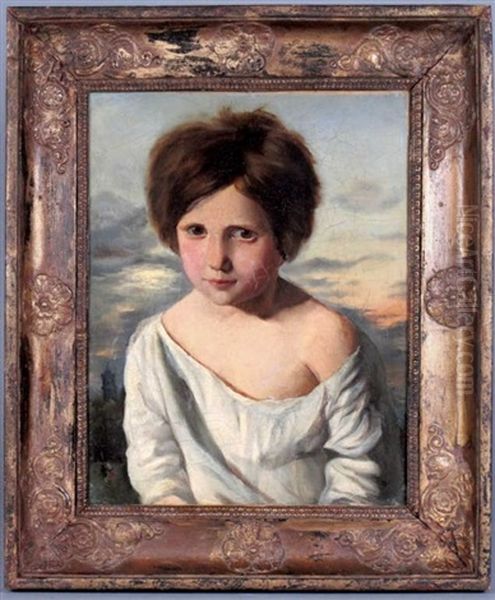 Portrait D'enfant Dans Un Paysage Oil Painting by Louis-Victor Lavoine