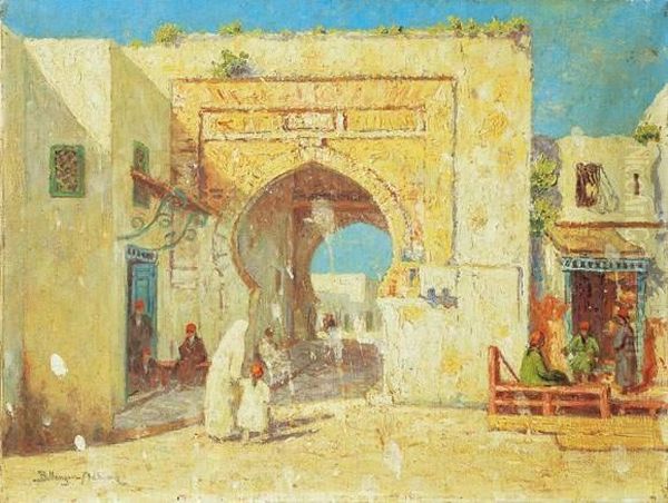 Bellanger-adhemar : Porte De Bab-djedid, Tunis Oil Painting by Paul Bellanger-Adhemar