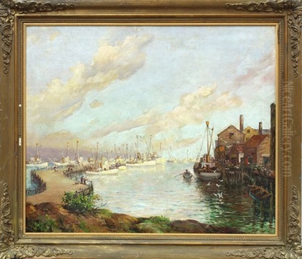 Monterey Harbor Oil Painting by Charles H. Lawford