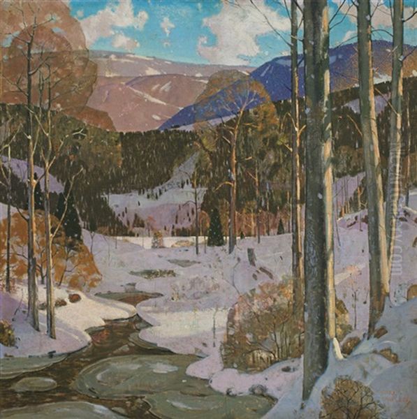 Winter Woods Oil Painting by Carl Lawless