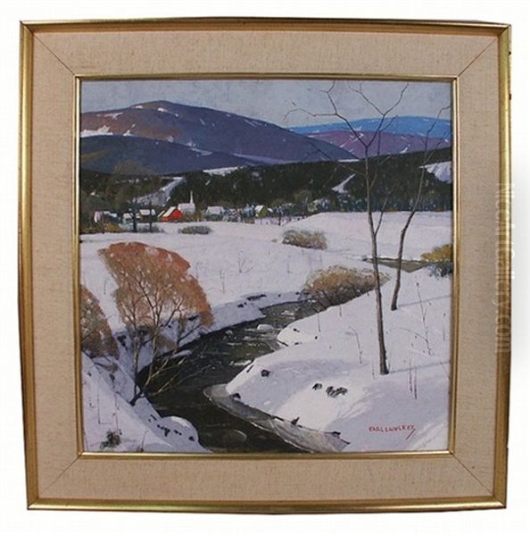 Winter Landscape With River Oil Painting by Carl Lawless