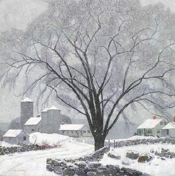 The Farm In Winter Oil Painting by Carl Lawless