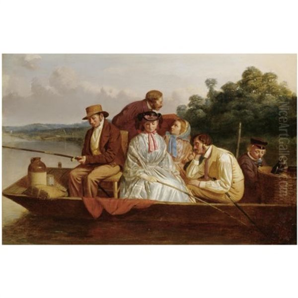 An Angling Party Oil Painting by Matthew James Lawless