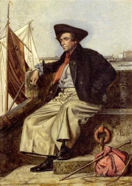 A Sailor Awaiting Embarkation Oil Painting by Matthew James Lawless