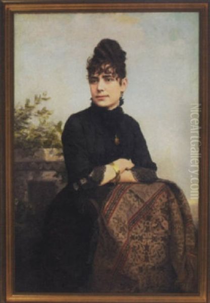 Portrait Of A Lady In Black Lace Dress Oil Painting by Jasper Holman Lawman