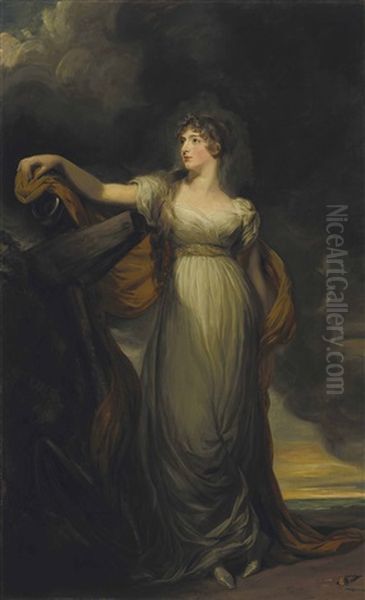 Portrait Of Louisa Montagu, Viscountess Hinchingbrook, Later Countess Of Sandwich, As Hope (in Collab. W/studio) Oil Painting by Thomas Lawrence