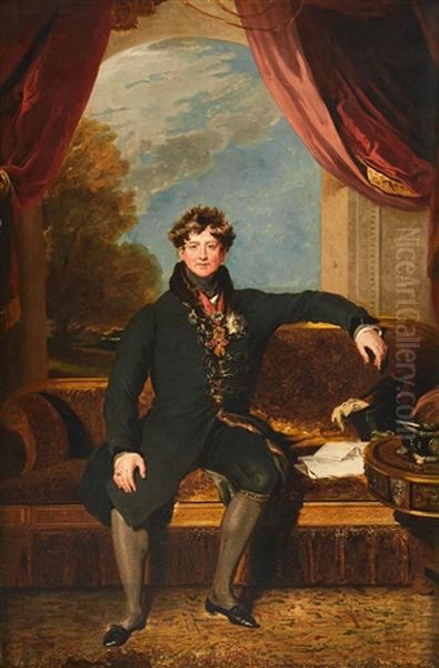 Portrait Of King George Iv Seated In Morning Dress Oil Painting by Thomas Lawrence