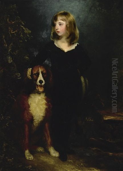 Portrait Of A Boy, Full-length, Standing In A Landscape With His Dog, Said To Be Master Arbuthnot by Thomas Lawrence