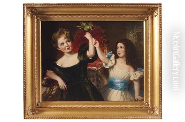 Brother And Sister Playing With Their Parrot Oil Painting by Thomas Lawrence