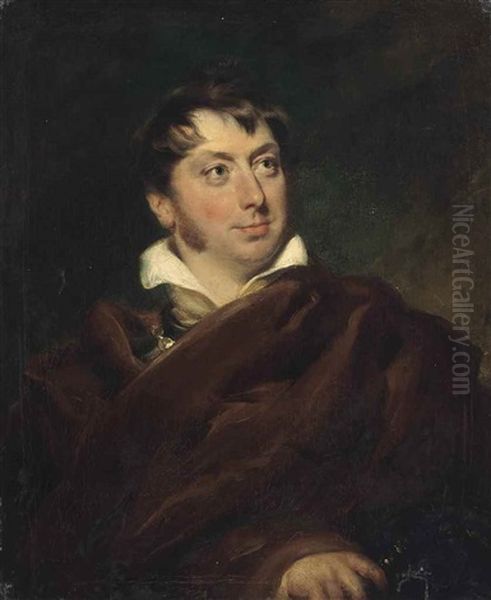 Portrait Of A Gentleman, Bust-length, In A Brown Cloak And White Shirt, Holding His Hat Oil Painting by Thomas Lawrence