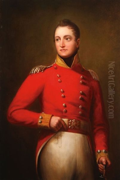 Portrait Of A British Officer Holding Sword Oil Painting by Thomas Lawrence