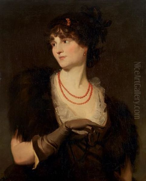 Portrait De Jeune Femme Tenant Un Medaillon Oil Painting by Thomas Lawrence