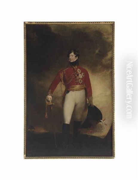 Portrait Of The Prince Regent, Later George Iv (1762-1830), Full-length, In Military Uniform, His Right Hand Resting On The Hilt Of His Sword Oil Painting by Thomas Lawrence