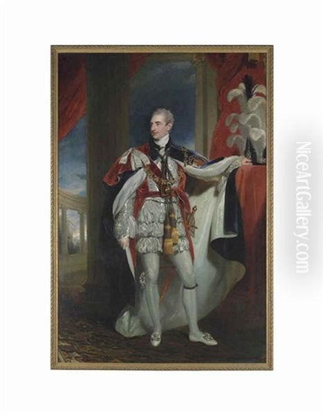 Portrait Of Robert Stewart, Viscount Castlereagh, 2nd Marquess Of Londonderry, Kg, Gch, Mp. (1769-1822), Full-length, In Peer's Robe... Oil Painting by Thomas Lawrence