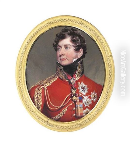 King George Iv (1762-1830), When Prince Regent, In Field Marshal's Uniform With Black Collar Embroidered In Gold With Oak Leaves Oil Painting by Thomas Lawrence