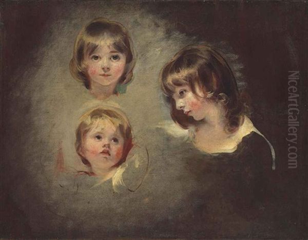 Head Studies Of Emilia Mary, Juliana And Maria Boucherett Oil Painting by Thomas Lawrence