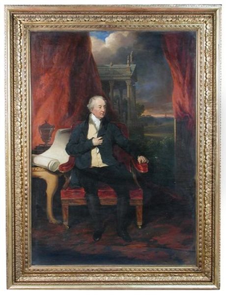 Portrait Of William Wentworth-fitzwilliam, 4th Earl Fitzwilliam (1748-1833), With Wentworth Woodhouse Behind Him And A Coal Mine Winch In The Distance Oil Painting by Thomas Lawrence