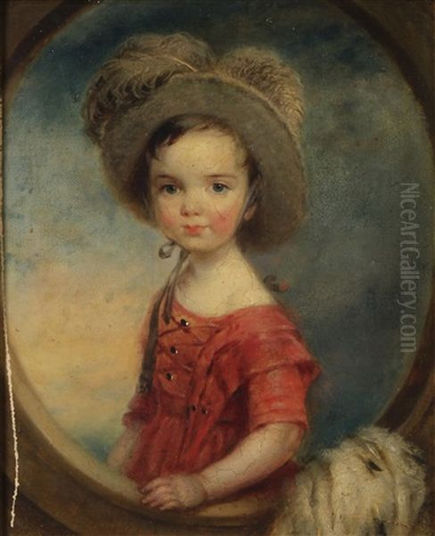 A Portrait Of A Child In A Red Frock And Plumed Hat Oil Painting by Thomas Lawrence