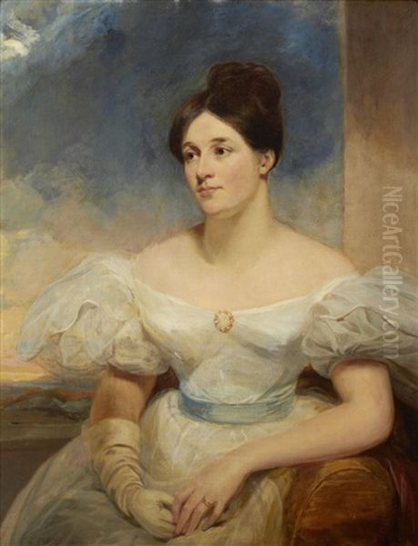 Portrait Of A Lady In A White Dress Oil Painting by Thomas Lawrence