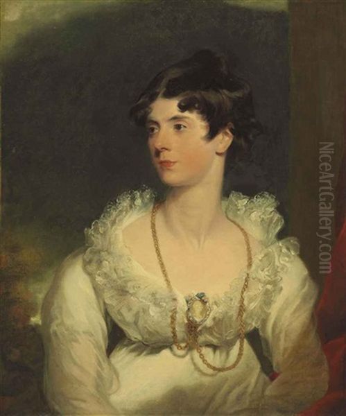 Portrait Of Charlotte Sophia, Countess Of Surrey (1788-1870), Half-length, In A White Dress by Thomas Lawrence