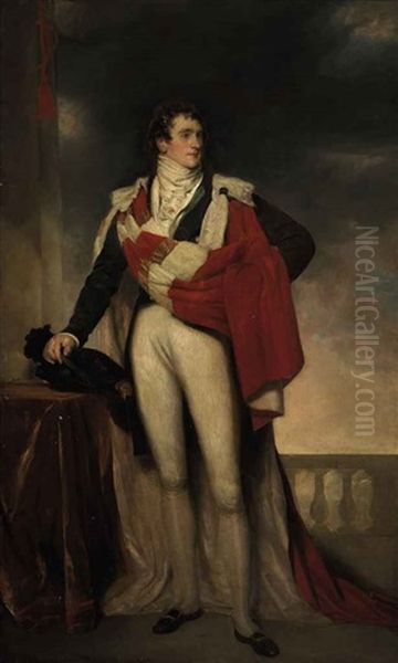 Portrait Of Charles Gardiner, 1st Earl Of Blessington In Coronation Robes, By A Draped Table And Balustrade Oil Painting by Thomas Lawrence