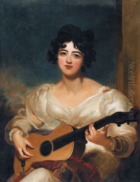 Bildnis Der Lady Wallscourt Beim Gitarrenspiel Oil Painting by Thomas Lawrence