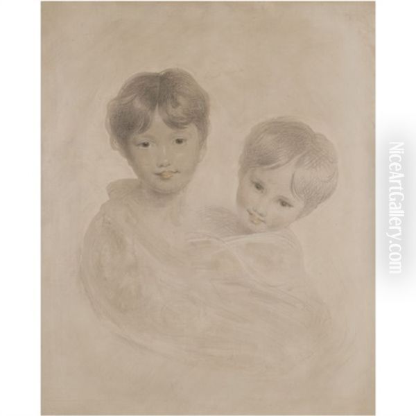 Portrait Sketch Of Two Boys, Possibly George, 3rd Marquess Townshend And His Younger Brother Charles Oil Painting by Thomas Lawrence