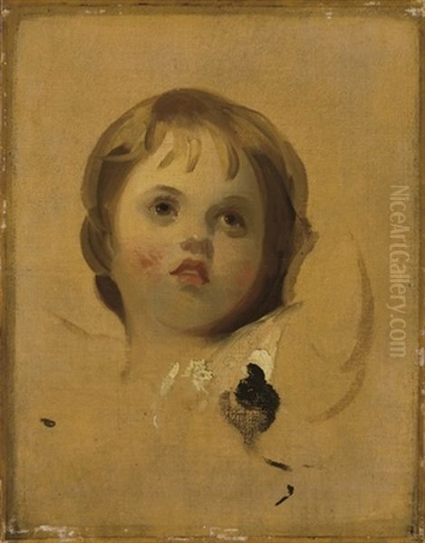 Une Tete D'enfant (study) Oil Painting by Thomas Lawrence