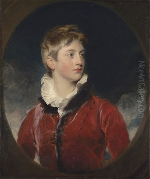 Portrait Of Frederick William Stewart, 4th Marquess Of Londonderry, When A Boy, In A Red Coat Oil Painting by Thomas Lawrence