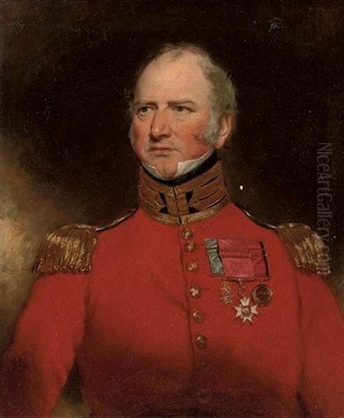 Portrait Of Sir Stephen Remnant Chapman In Scarlet Uniform With Gold Epaulets And Medals Oil Painting by Thomas Lawrence