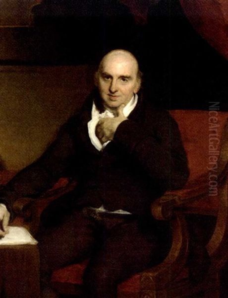 Portrait Of William Morgan, F.r.s. In A Brown Suit, Seated In A Red Armchair, In An Interior Oil Painting by Thomas Lawrence