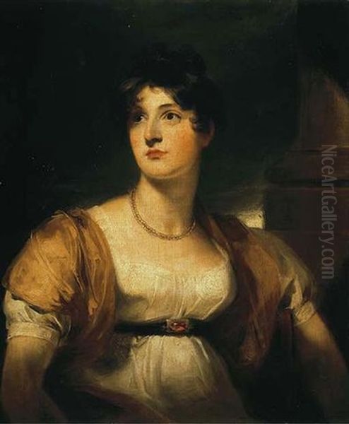 Portrait Of Anne, Lady Lethbridge In A White Dress With A Gold Wrap Oil Painting by Thomas Lawrence