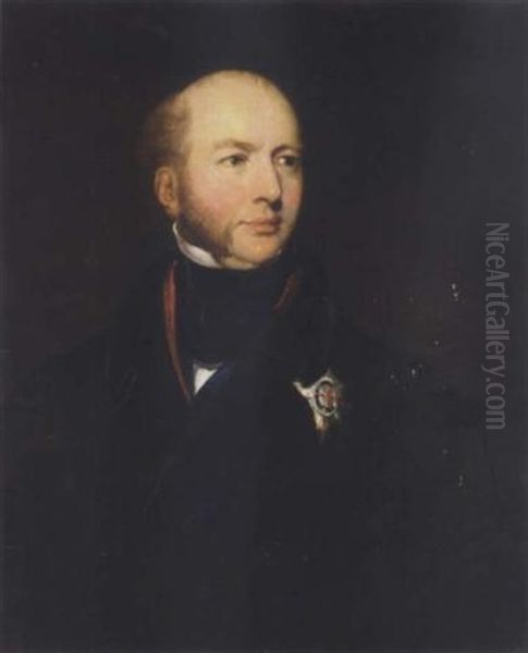 Portrait Of Francis Seymour-conway, 3rd Marquess Of Hertford, Wearing A Black Coat, And The Garter Star Oil Painting by Thomas Lawrence