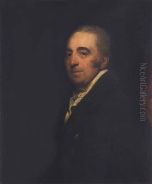 Portrait Of John, 1st Baron Crewe, Wearing A Brown Coat With A White Stock Oil Painting by Thomas Lawrence