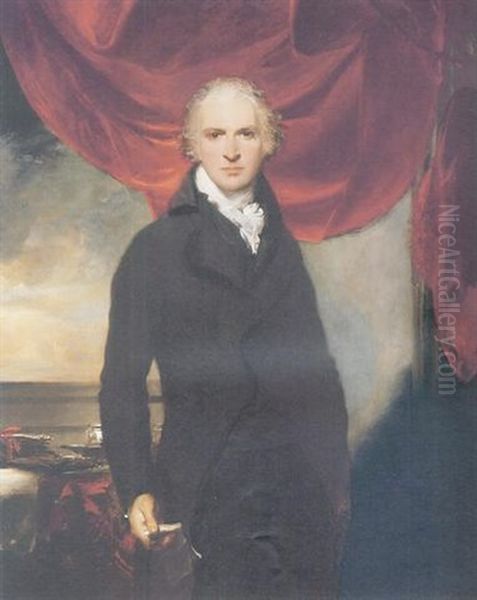 Portrait Of Sir Samuel Shepherd In A Black Coat, Beside A Table, Holding A Document In His Right Hand Oil Painting by Thomas Lawrence