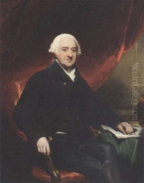 Portrait Of A Gentleman (sir Walter Blount, Of Mawley Hall, Shropshire?) In A Black Suit And White Shirt, Seated At A Table by Thomas Lawrence