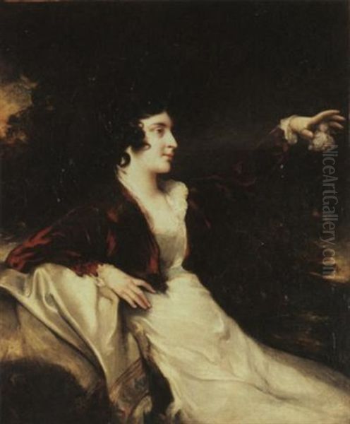 A Portrait Of A Lady (sarah Siddons?) Oil Painting by Thomas Lawrence