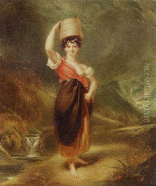 A Milkmaid In A Landscape Oil Painting by Thomas Lawrence