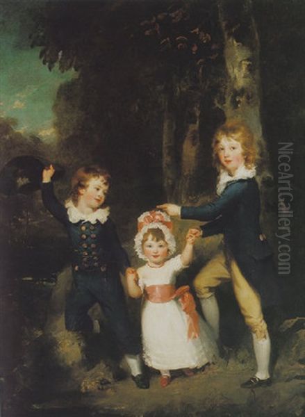 Portrait Of The Children Of Lord George Cavendish In A Landscape by Thomas Lawrence