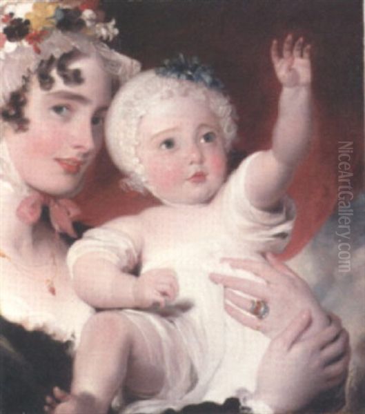 Portrait Of Priscilla Anne, Lady Burghersh, Later Countess Of Westmorland, With Her Son, The Hon. George Fane Oil Painting by Thomas Lawrence