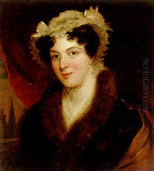 Portraet Af Ung Dame Med Kysehat Og Frakke Med Pelskrave Oil Painting by Thomas Lawrence