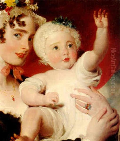 Portrait Of Priscilla Anne, Lady Burghersh, Later Countess Of Westmorland, With Her Son, The Hon. George Fane Oil Painting by Thomas Lawrence