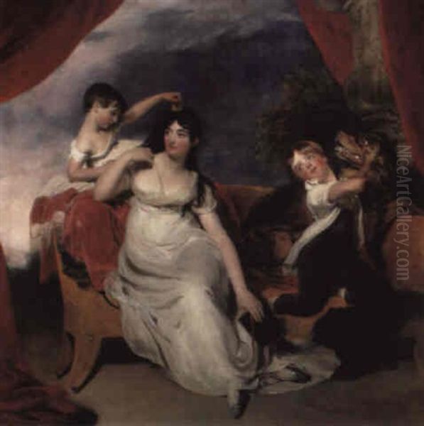 Group Portrait Of Mrs. Henry Baring And Two Of Her Children Oil Painting by Thomas Lawrence