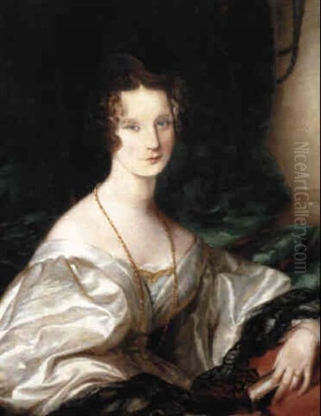 Portrait Einer Jungen Dame In Schulterfreiem Seidenkleid Oil Painting by Thomas Lawrence