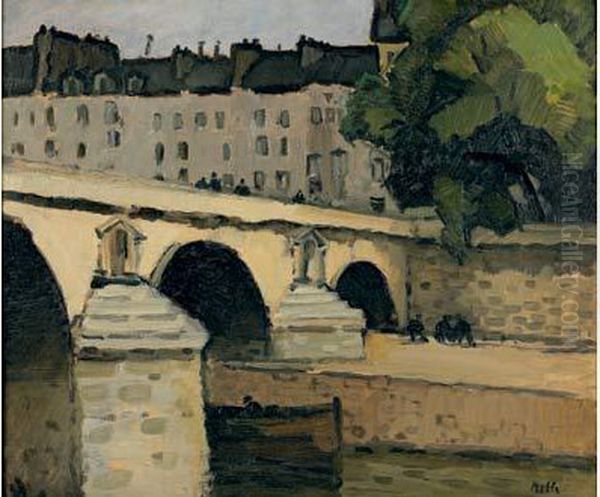 Paris, Le Pont Marie, Ete 1942 Oil Painting by Marcel Belle