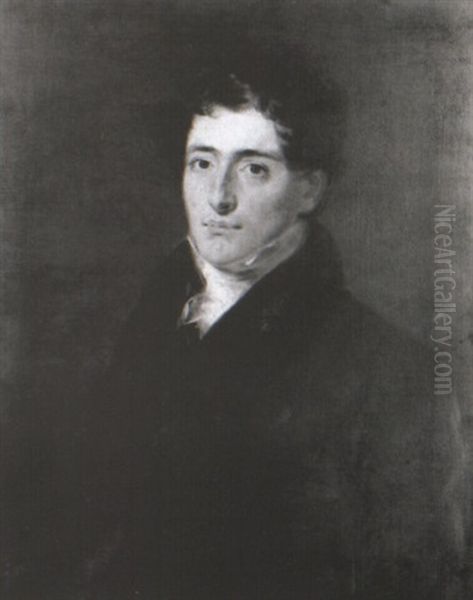 Portrait Of A Gentleman Wearing A Black Coat And White Stock Oil Painting by Thomas Lawrence