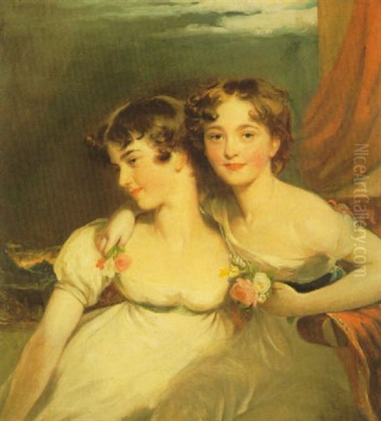 Portrait Of Fanny Hamond (1805-19) And Jane Hamond (born    1806) Later Marchesa Bocella: A Double Portrait Oil Painting by Thomas Lawrence