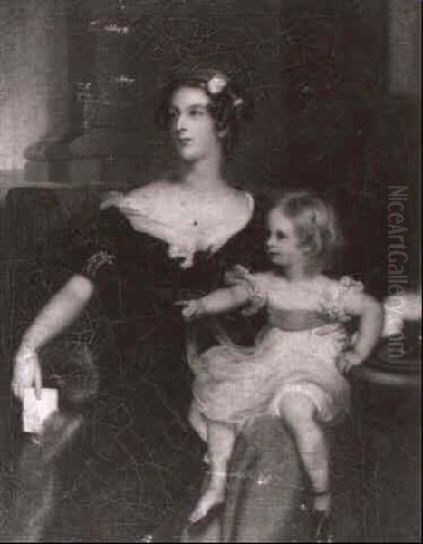 Portrait Of Harriet, Countess Gower (1806-1868) And Her     Daughter Elizabeth Georgina Oil Painting by Thomas Lawrence