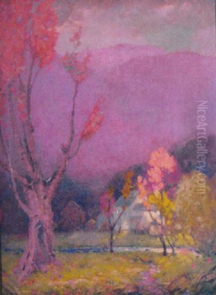 Purple Mountain Landscape Oil Painting by William Hurd Lawrence