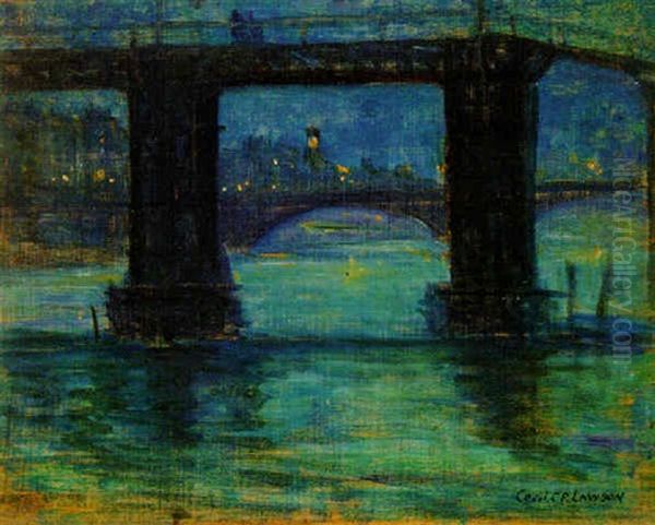 The Thames At Night by Cecil Gordon Lawson